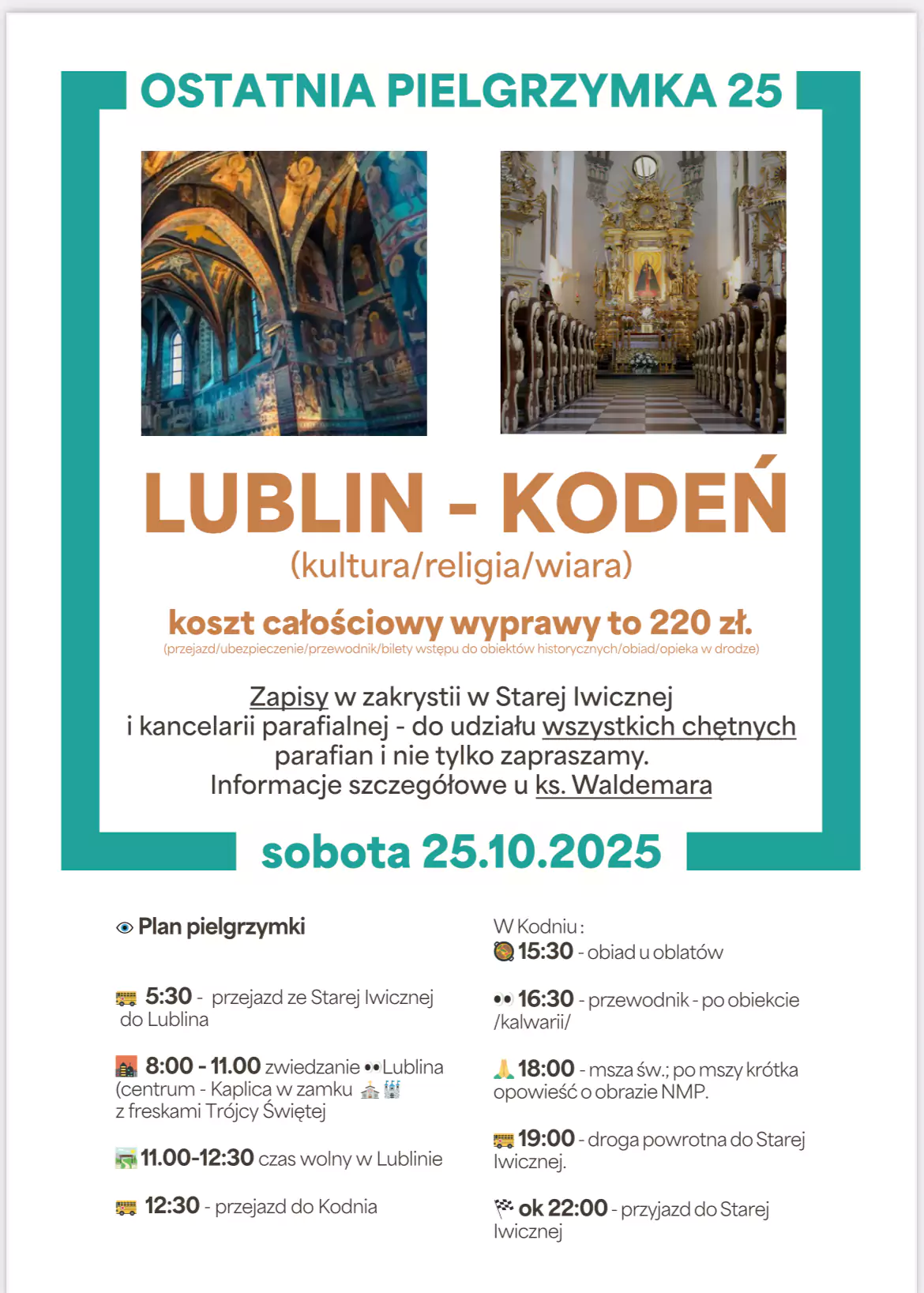 Pielgrzymka Lublin-Kodeń - 25 października 2025
